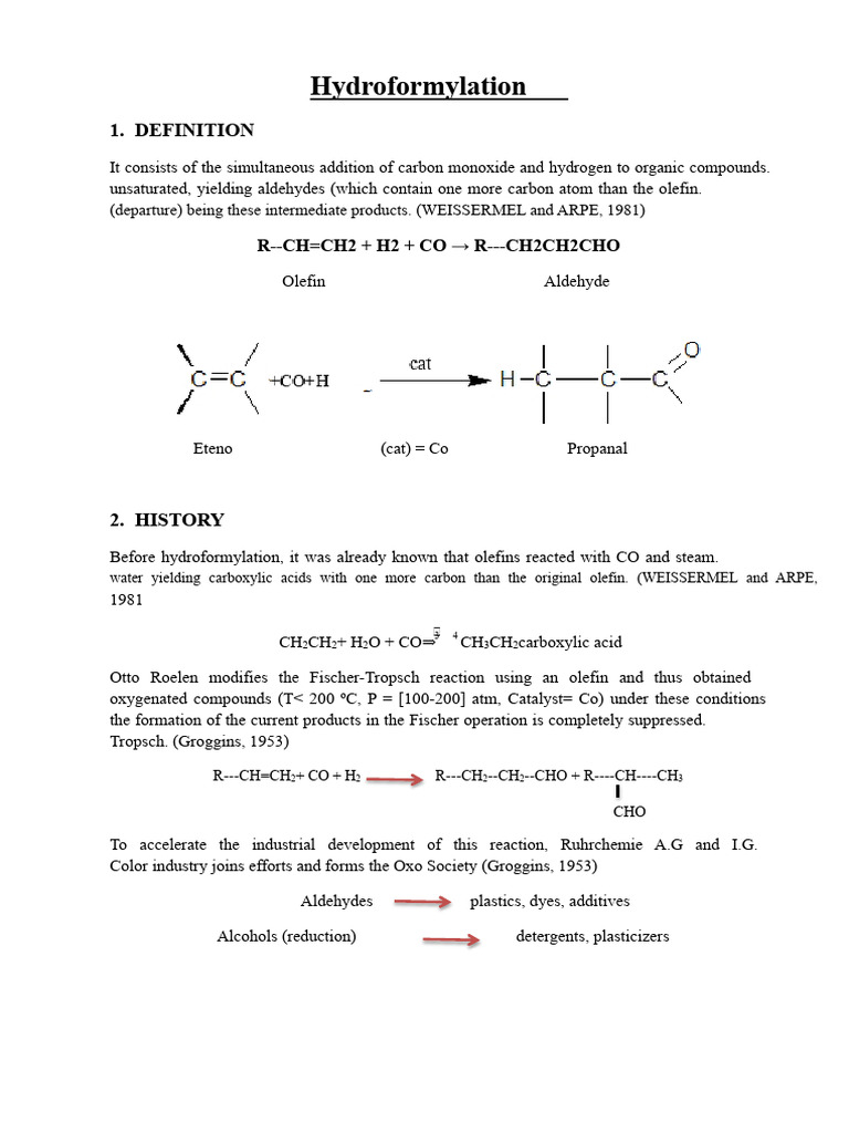 Hydroformylation Process Overview | PDF | Alkene | Aldehyde