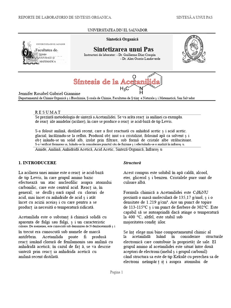 Sinteză de Acetanilidă | PDF