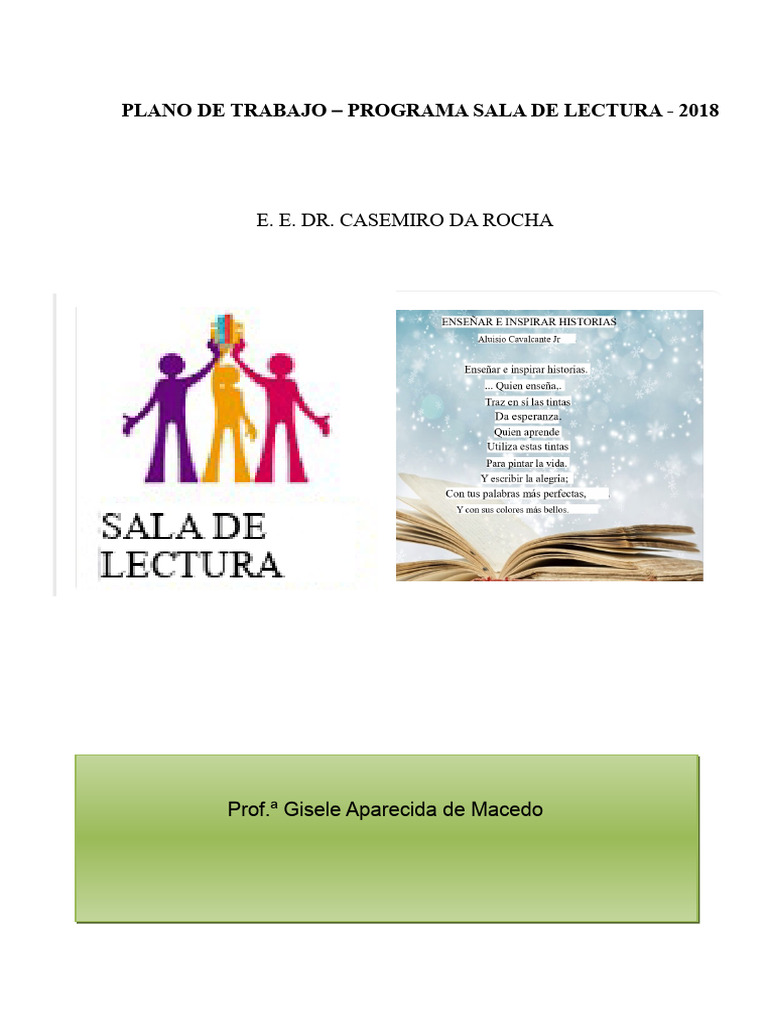 Plan de Trabajo Sala de Lectura 2018 | PDF | Aprendizaje | Escuelas