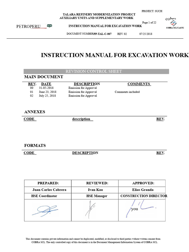 PP-TAL-C-067 - Instruction Manual For Excavation Work - Rev02 | PDF ...