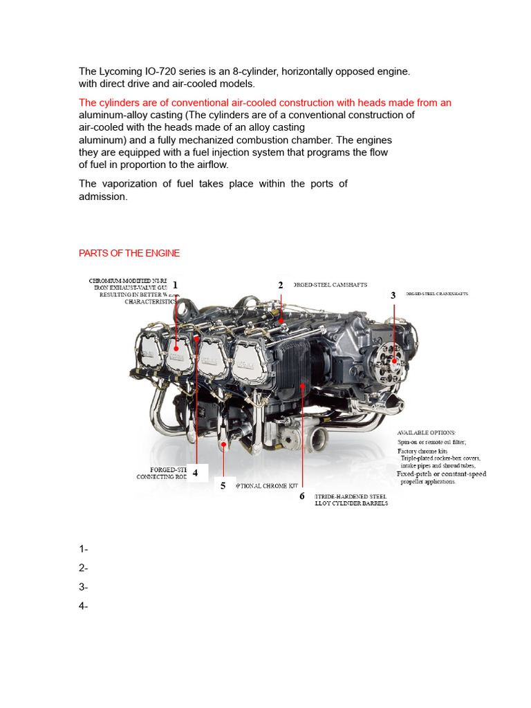Overview of Lycoming IO-720 Engine | PDF