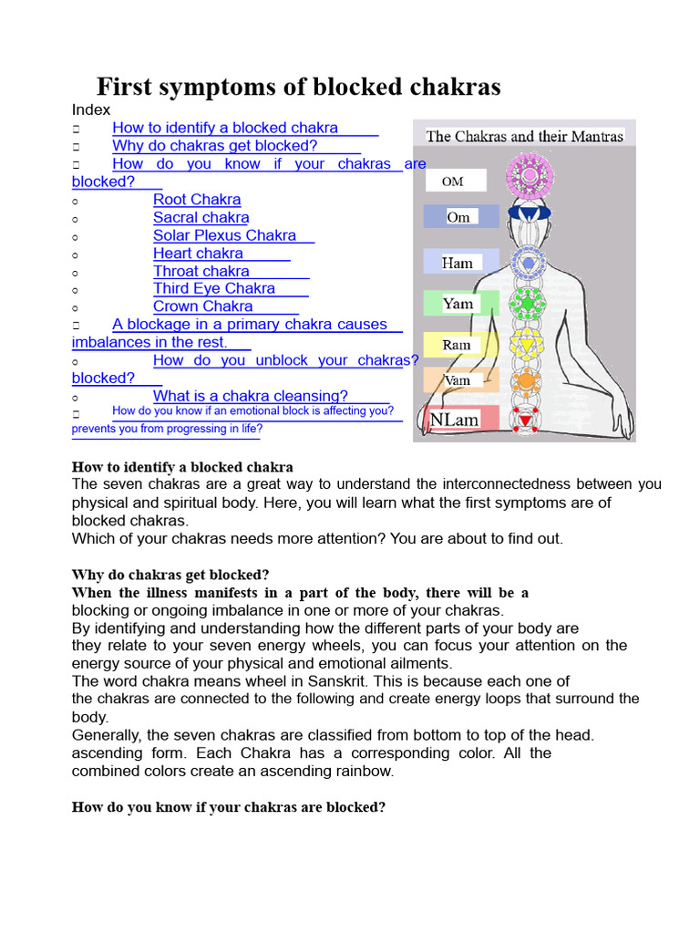 Symptoms of Blocked Chakras | PDF | Chakra | Love