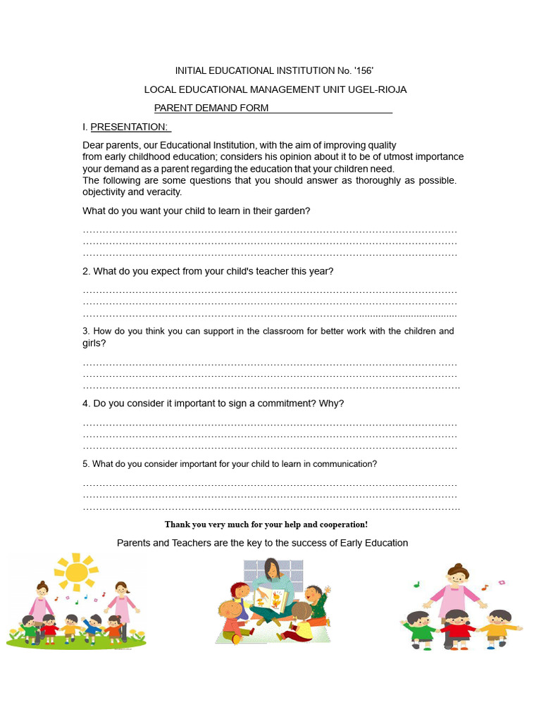 Parent Commitment Form for I.E.I. No. 156 | PDF