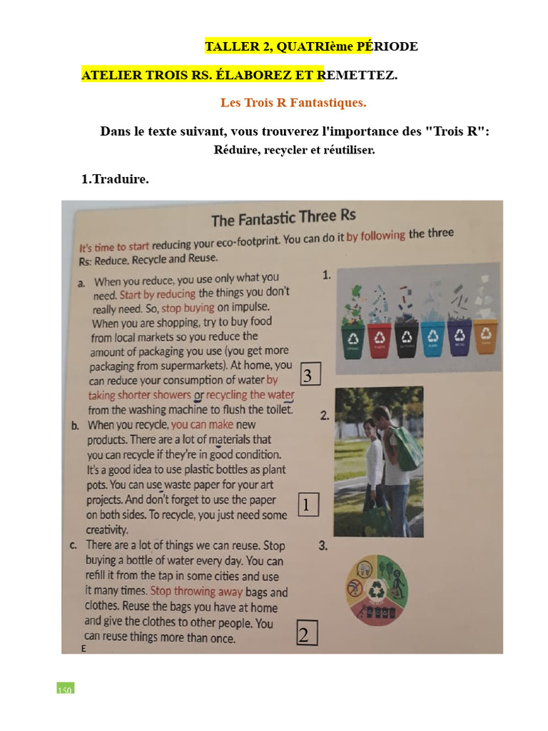 Importance des Trois R : Réduire, Recyclez, Réutilisez | PDF ...