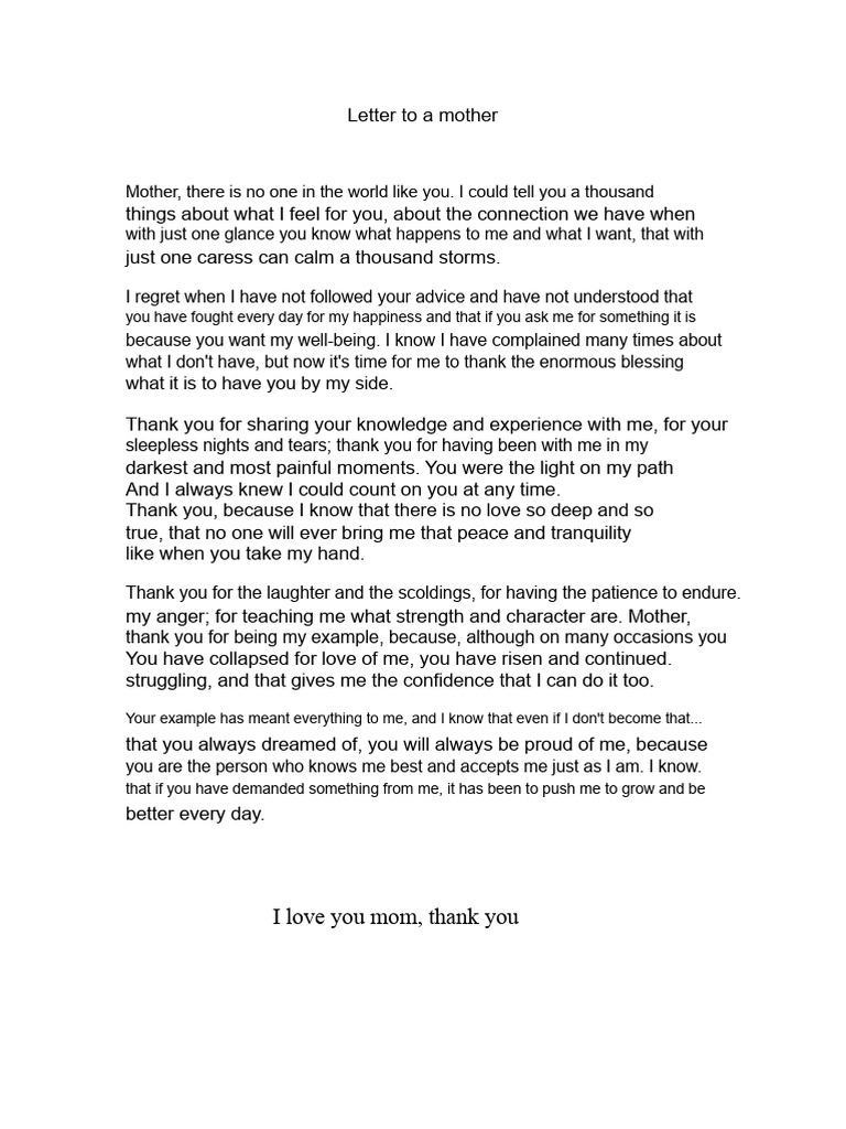 Letter To A Mother | PDF