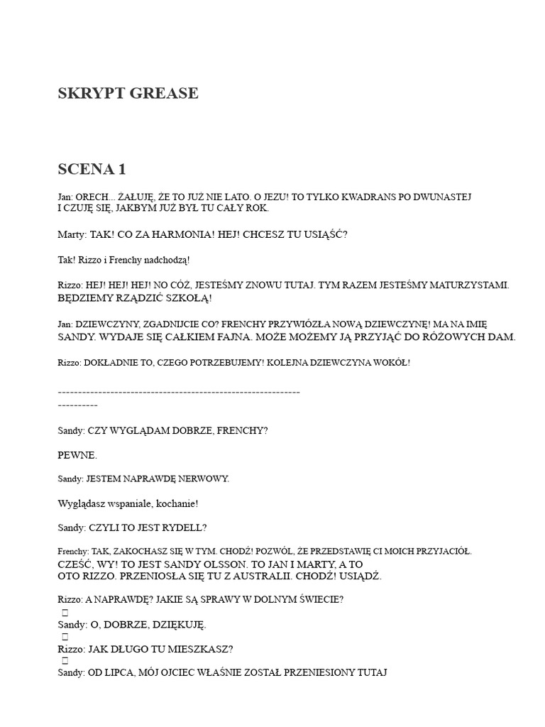 Grease Script | PDF
