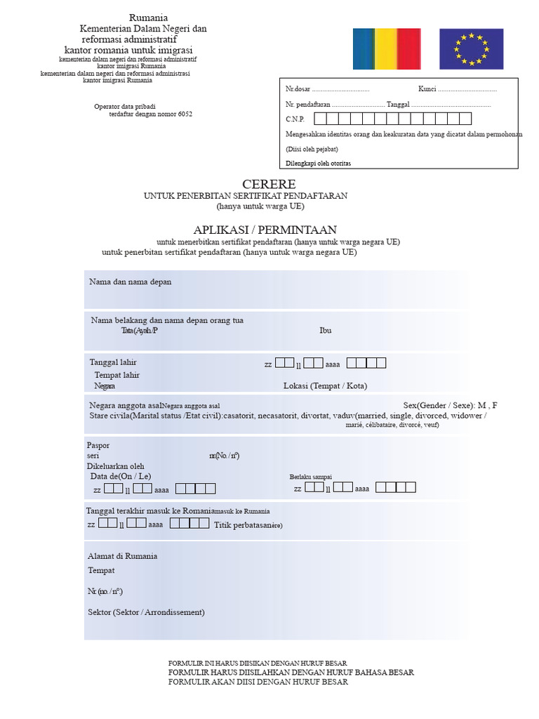 Proses Pendaftaran Imigrasi Rumania | PDF