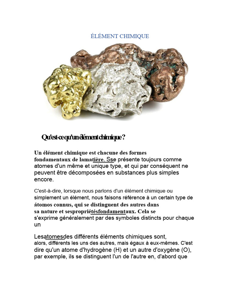 Comprendre les éléments chimiques | PDF | Éléments chimiques | Atomes