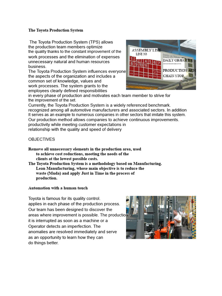 Overview of the Toyota Production System | PDF | Lean Manufacturing ...