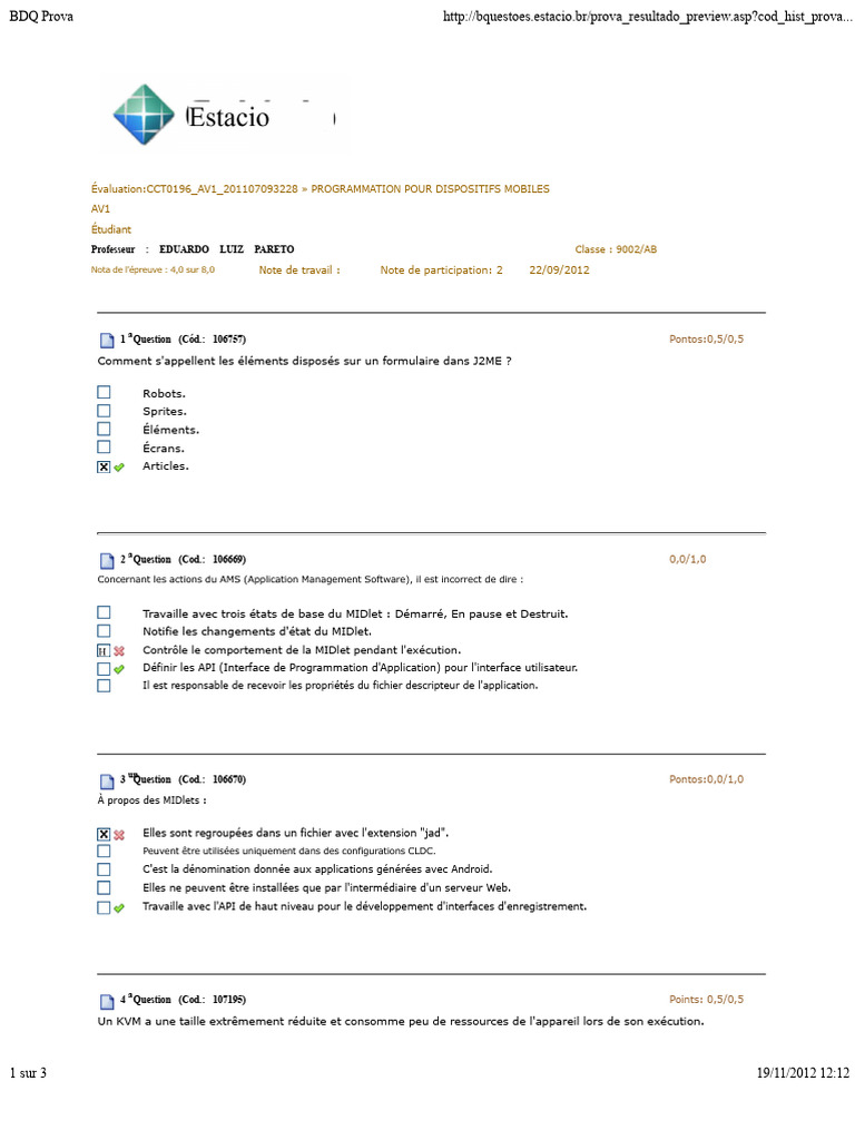 Évaluation Programmation J2ME - AV1 | PDF | Java (Langage de ...