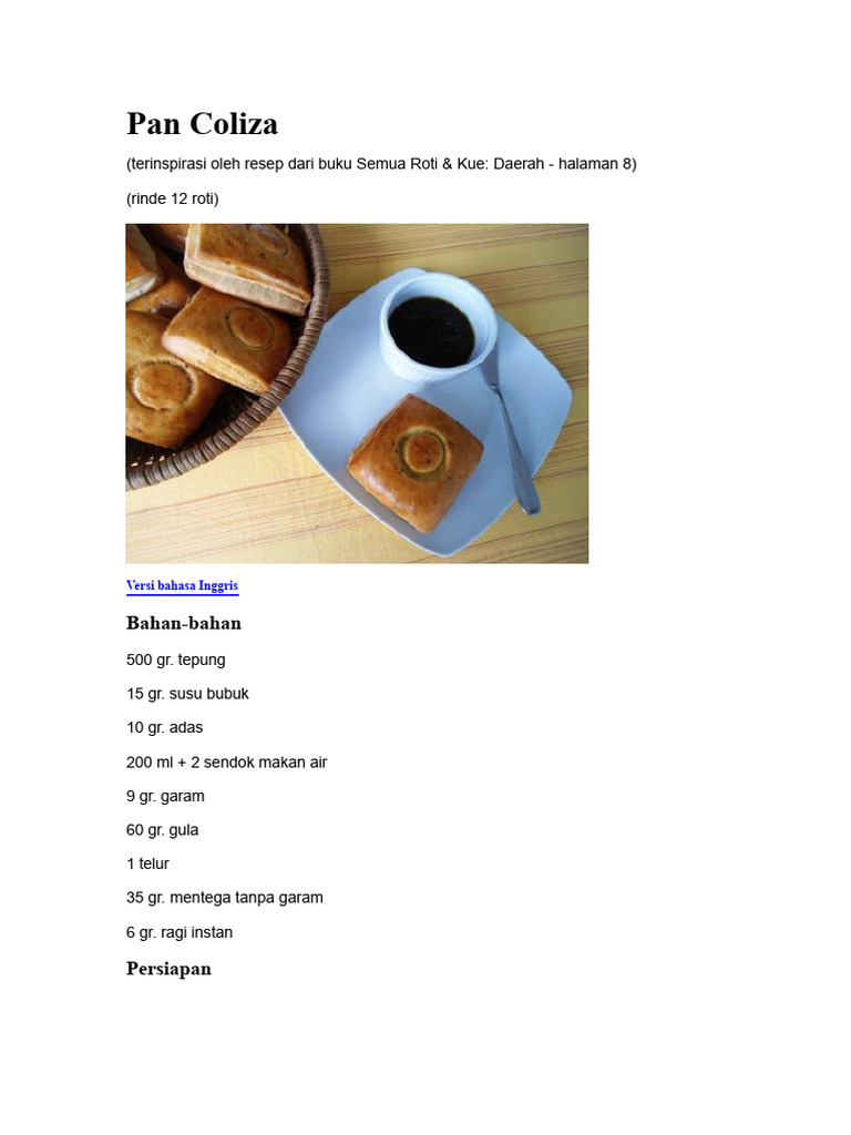 Resep Roti Coliza Manis Renyah | PDF