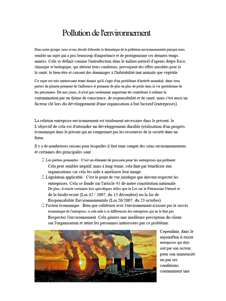 Impact de la pollution environnementale | PDF | la pollution ...