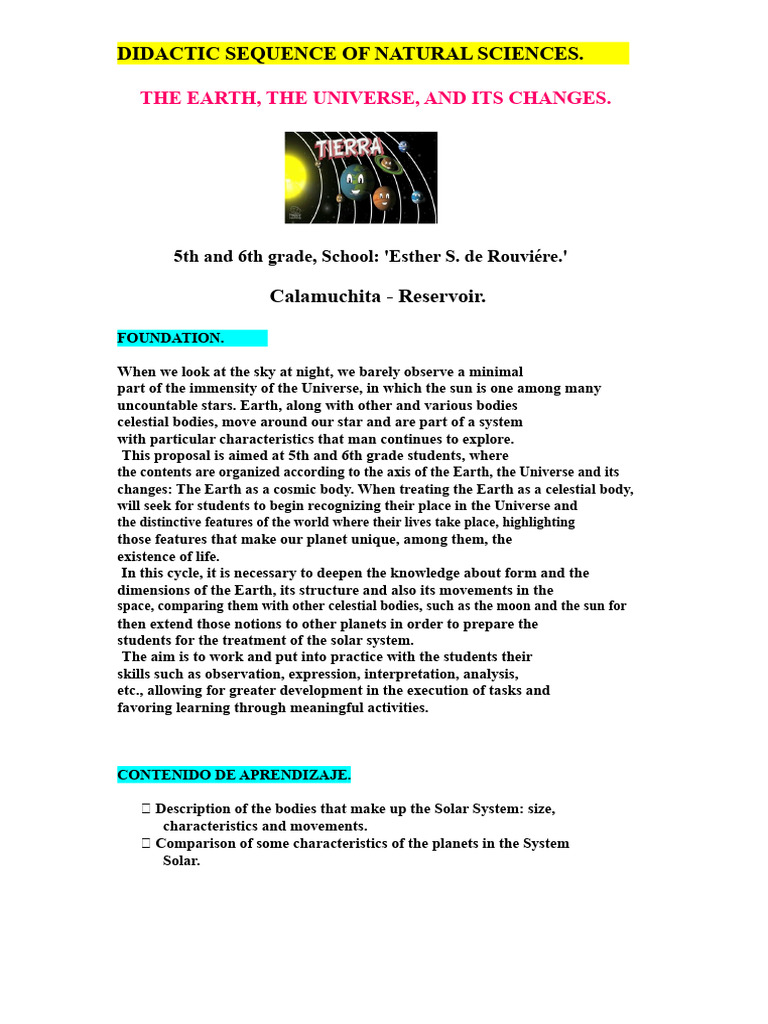 Natural Sciences: Earth and Universe Guide | PDF | Planets | Solar System