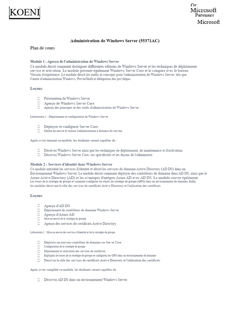 Administration de Windows Server : Cours Complet | PDF | Stratégies de ...