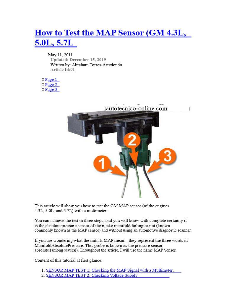 Testing GM MAP Sensor with Multimeter | PDF | Direct Current | Power Supply
