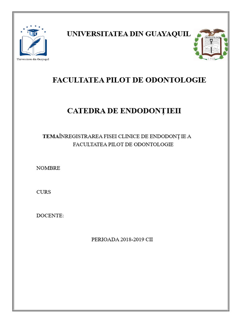 Completing The Endodontic Clinical Form | PDF