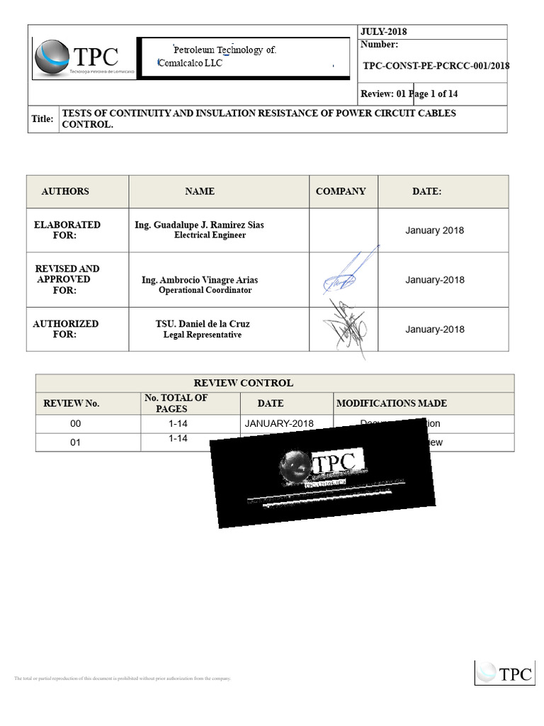 Power Circuit Cable Testing Guide | PDF | Electric Current | Insulator ...