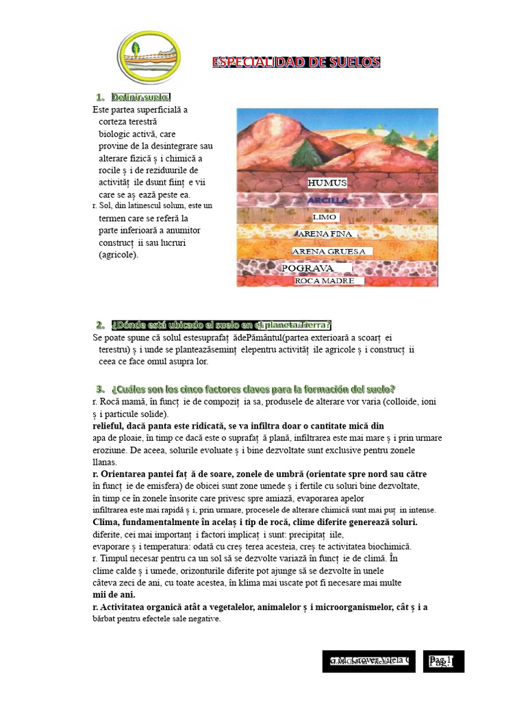 Specialitatea Solurilor | PDF
