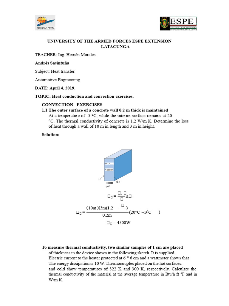 Heat Transfer Exercises in Engineering | PDF | Heat Transfer | Heat
