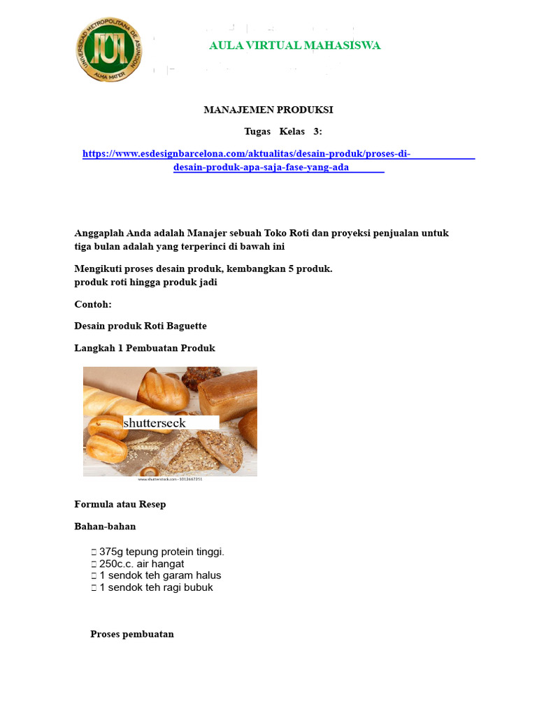 Desain Produk Roti untuk Toko Roti | PDF