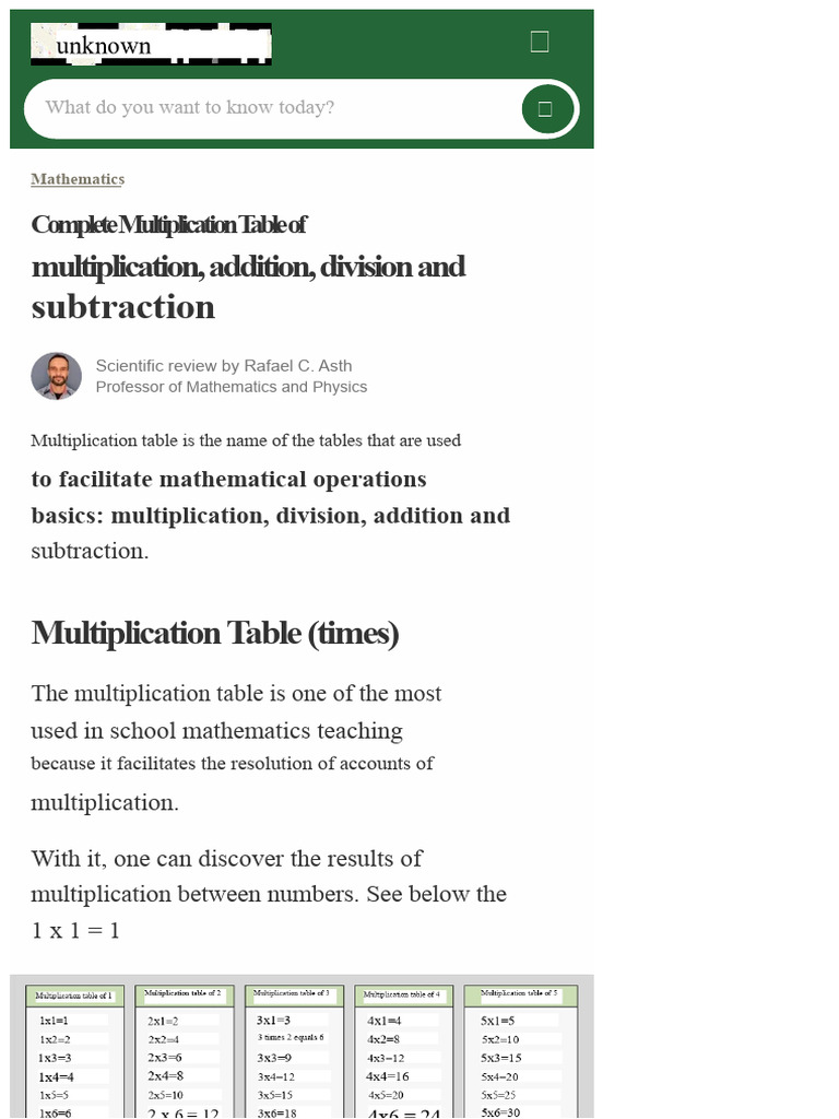 Essential Multiplication Table Guide | PDF