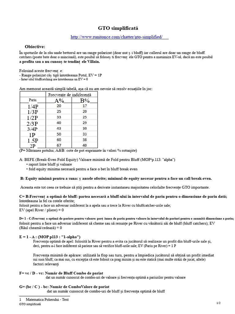 GTO Simplificată | PDF