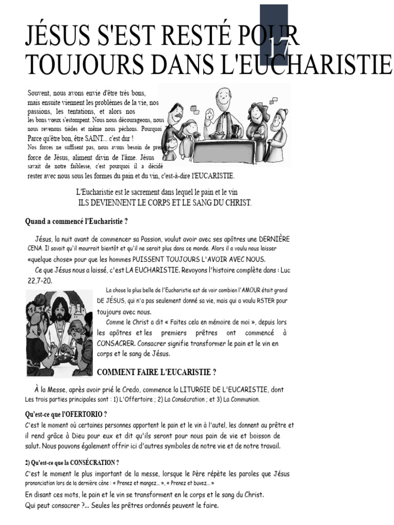 Importance de l'Eucharistie dans la foi | PDF | Eucharistie | Liturgie ...