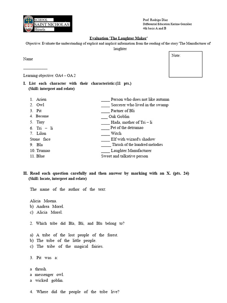Evaluation The Laughter Maker | PDF