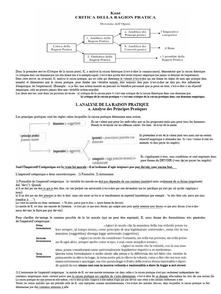 Analyse de la raison pratique chez Kant | PDF | Critique de la raison ...
