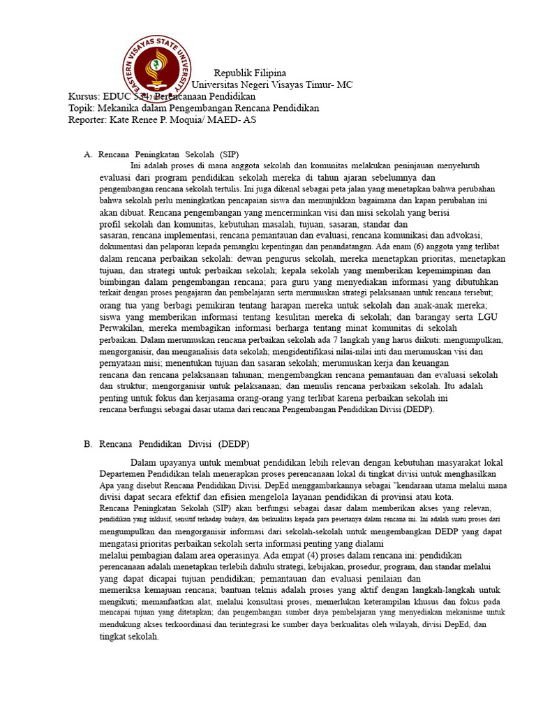 Rencana Pendidikan Divisi (DEDP) | PDF