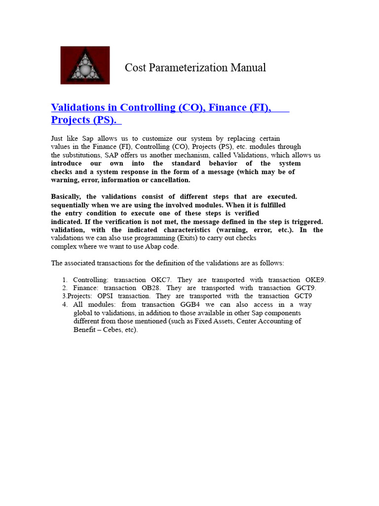 SAP Validations in Finance and CO | PDF | Verification And Validation ...