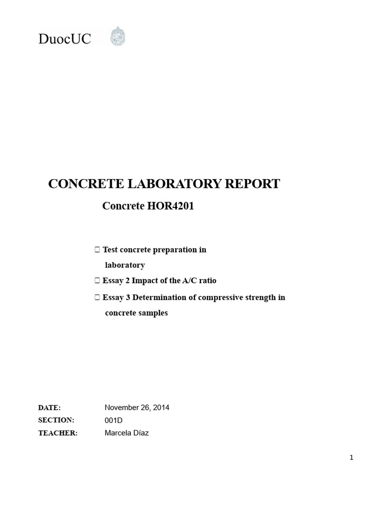 Concrete Laboratory Testing Report | PDF | Concrete | Construction ...