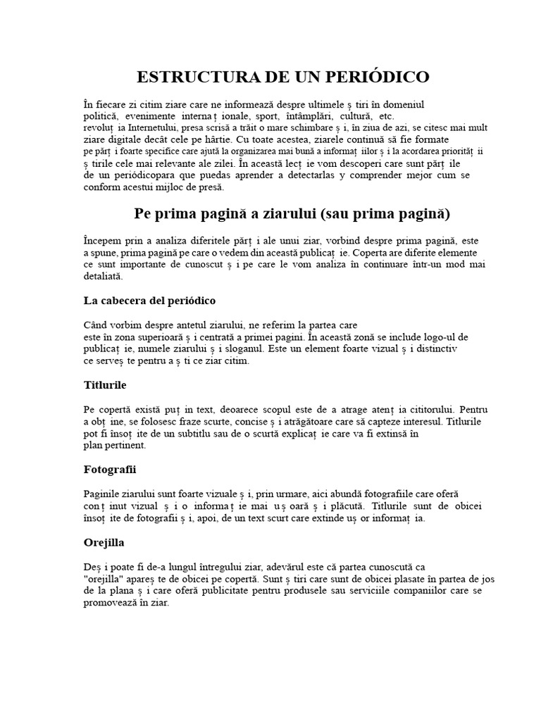 Structura Unei Ziar | PDF