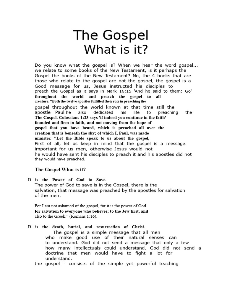Understanding the Gospel Message | PDF | The Gospel | Jesus