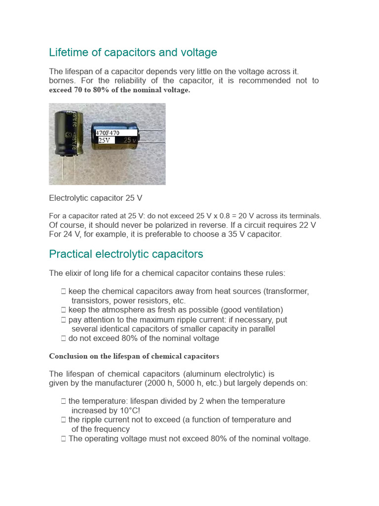 Capacitor Lifespan and Voltage Effects | PDF