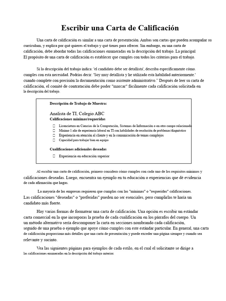 Cómo Escribir una Carta de Calificación | PDF | Informática | Servicio ...