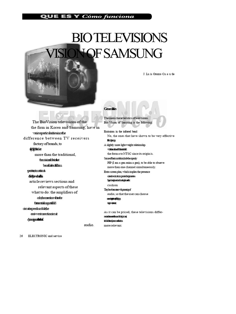 Samsung Bio Vision TV Features Explained | PDF | Electronics | Emission ...