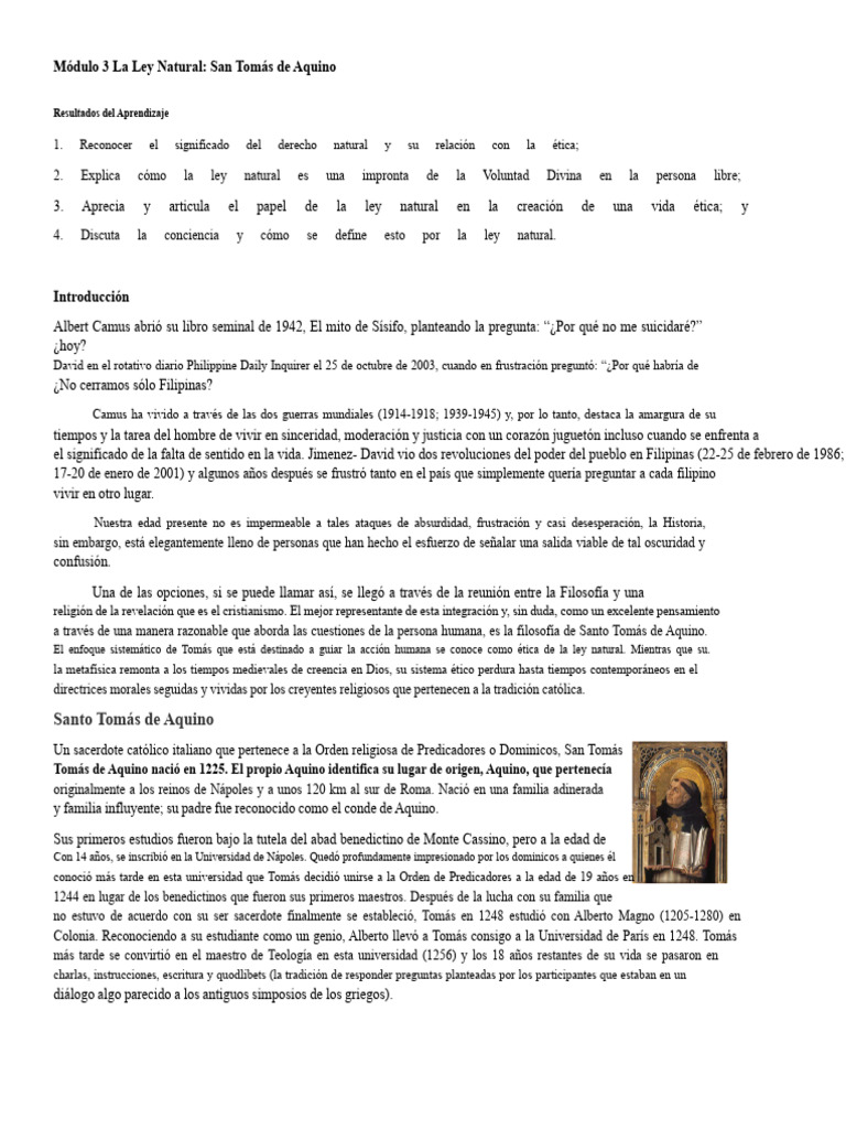 Ley Natural según Santo Tomás de Aquino | PDF | Tomás de Aquino | La ...