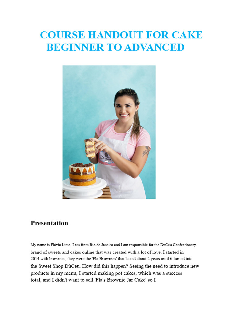 Cake Making Course: Beginner to Advanced | PDF | Cakes | Chocolate