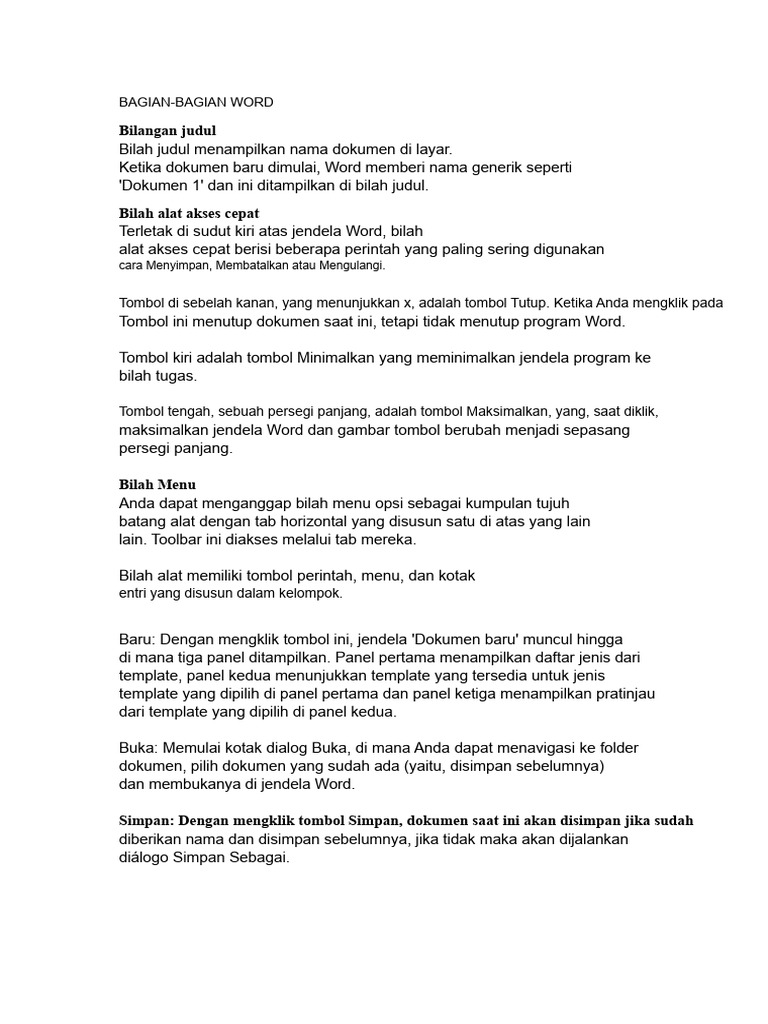 Panduan Lengkap Bagian-Bagian Word | PDF
