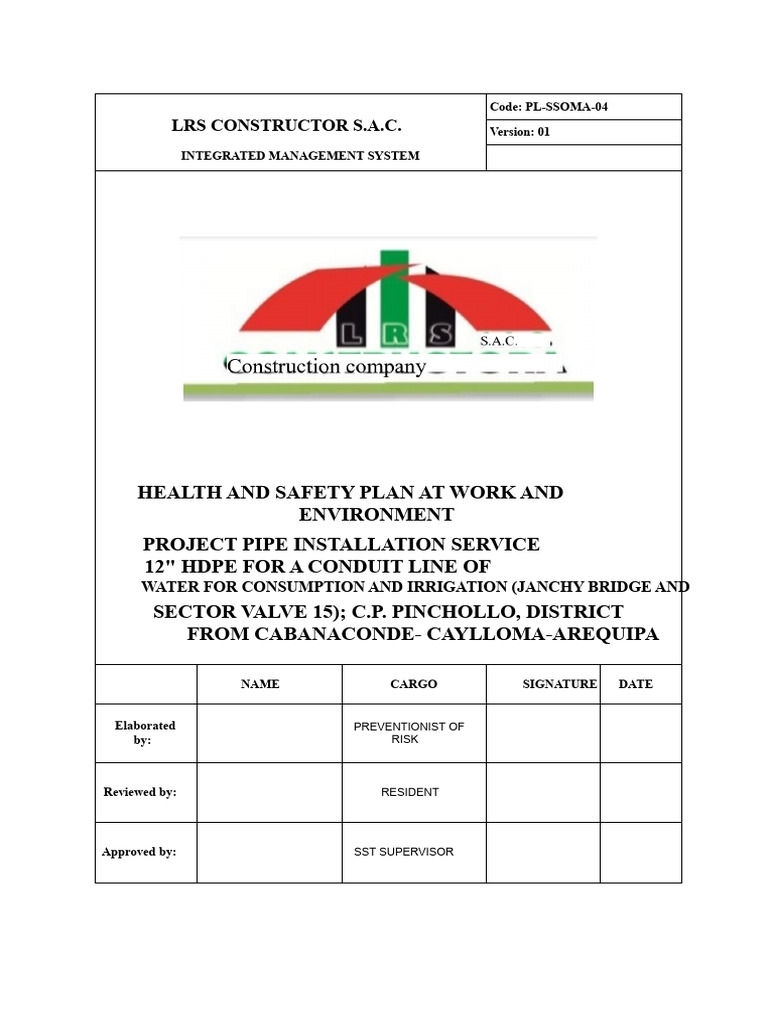 Occupational Health and Safety Plan | PDF | Occupational Safety And ...