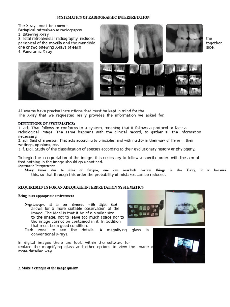 Radiographic Interpretation Systematics | PDF | Radiography | Human Tooth
