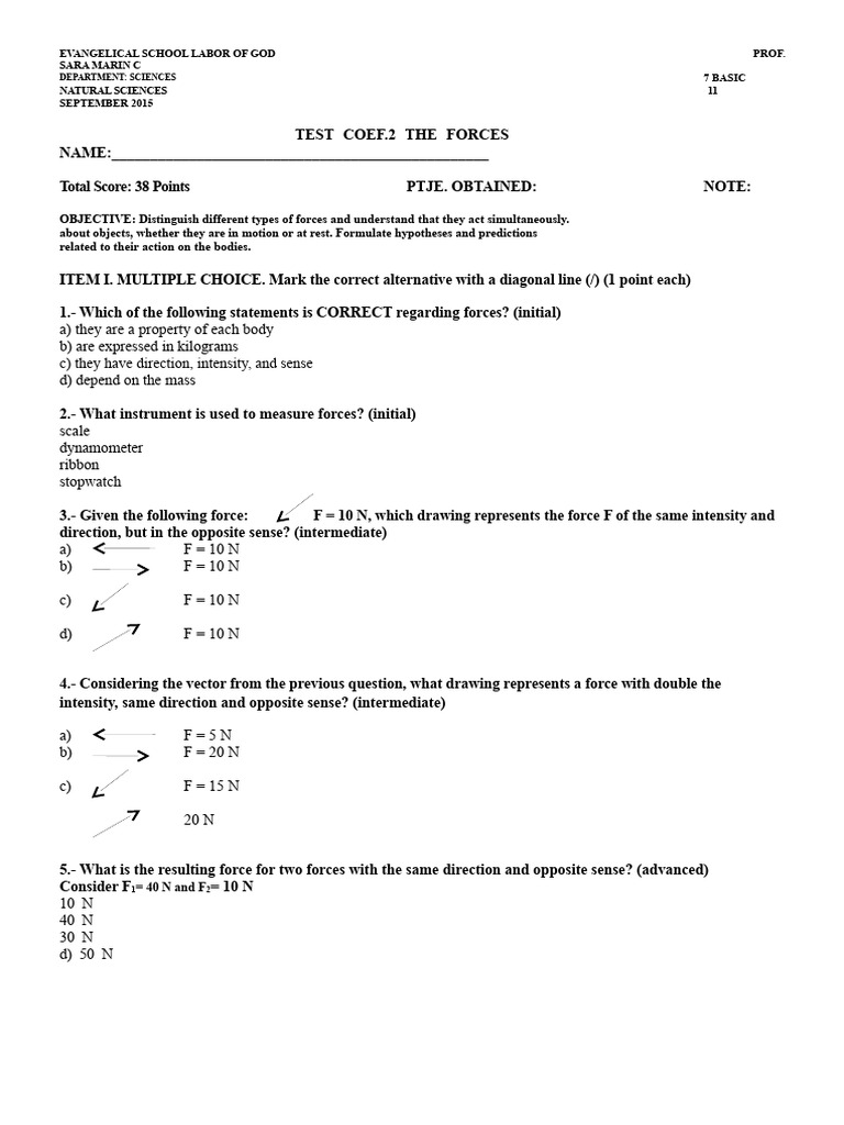 7 Basic Force and Motion Coef.2 | PDF | Force | Quantity