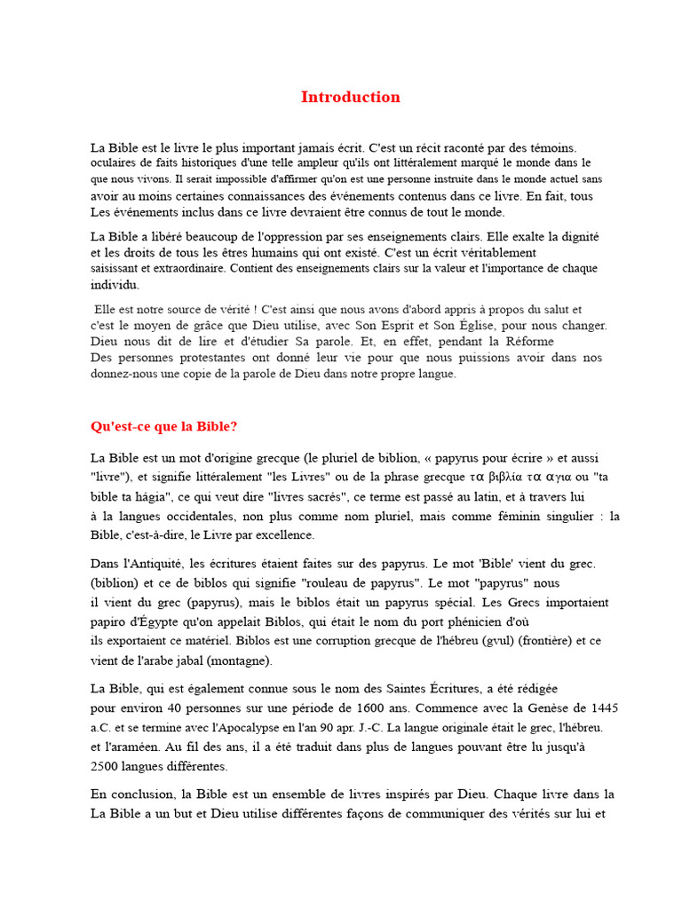 Importance et origine de la Bible | PDF | Bible | Dieu