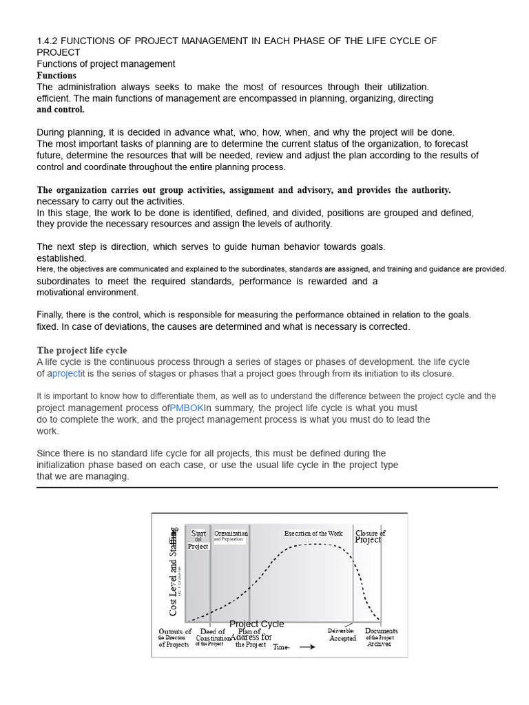 Project Management Functions Explained | PDF | Project Management ...