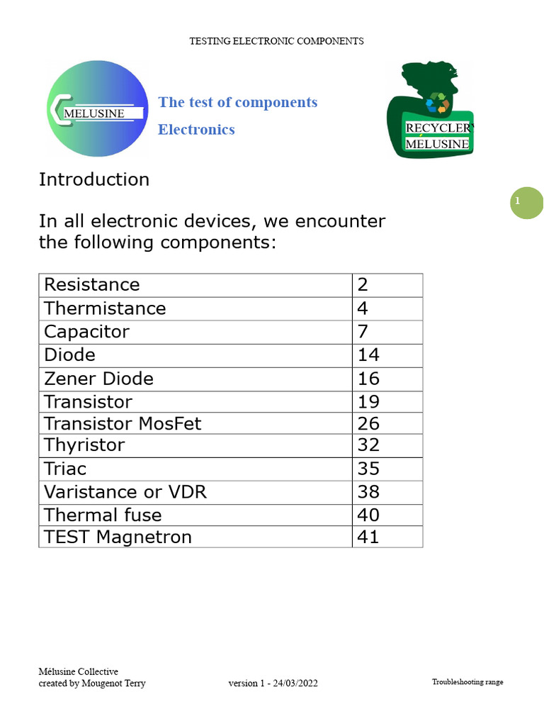 Testing Electronic Components Guide | PDF | Bipolar Junction Transistor ...