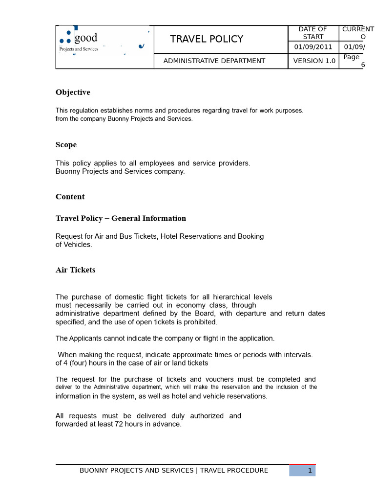 Buonny Travel Policy and Procedures | PDF | Meal | Expense