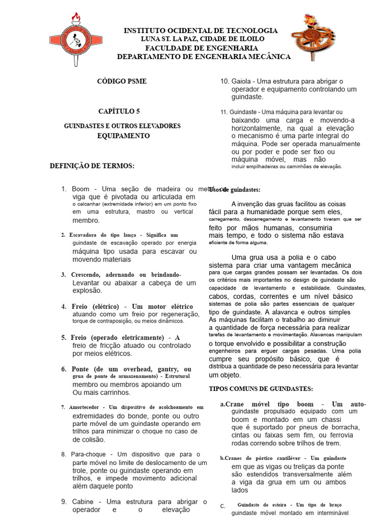CÓDIGO PSME (Ética) | PDF | Guindaste (máquina) | Motores