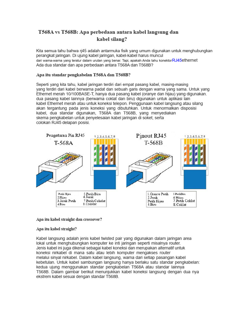 Perbandingan T568A dan T568B | PDF