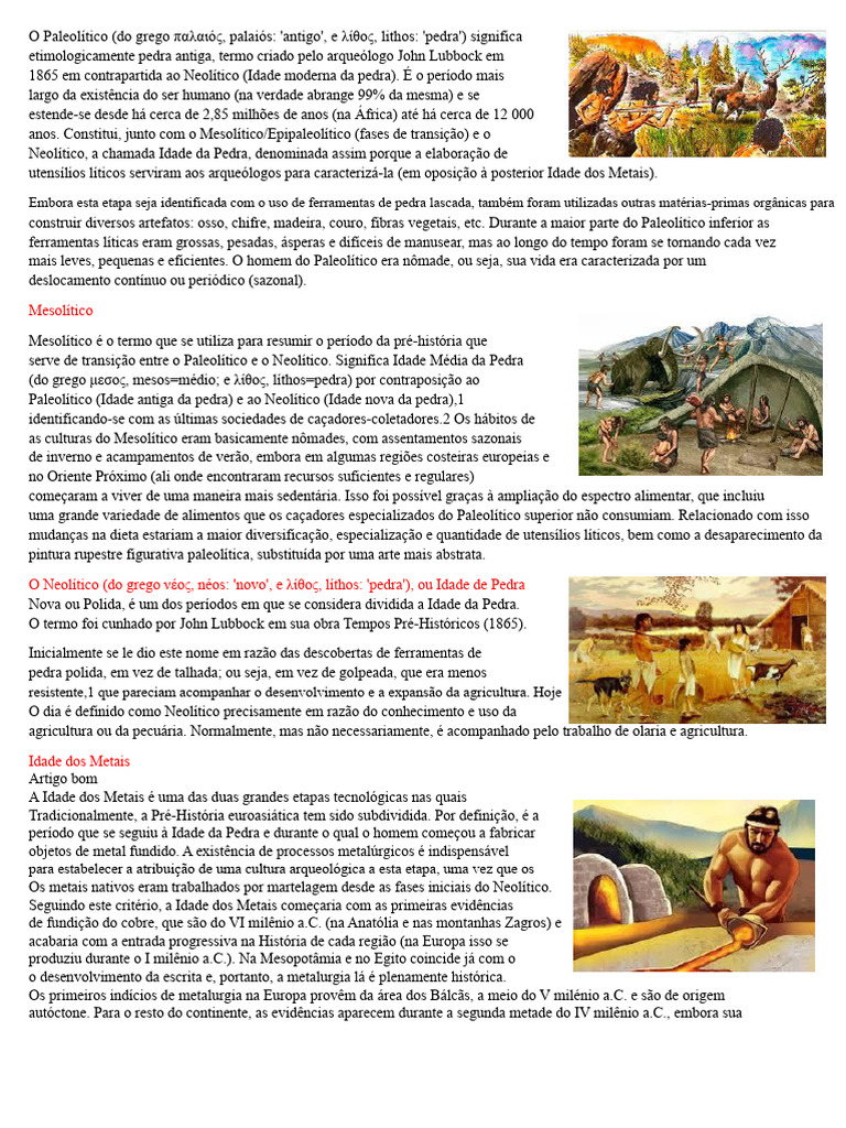 Idade da Pedra | PDF | Paleolítico | Liga